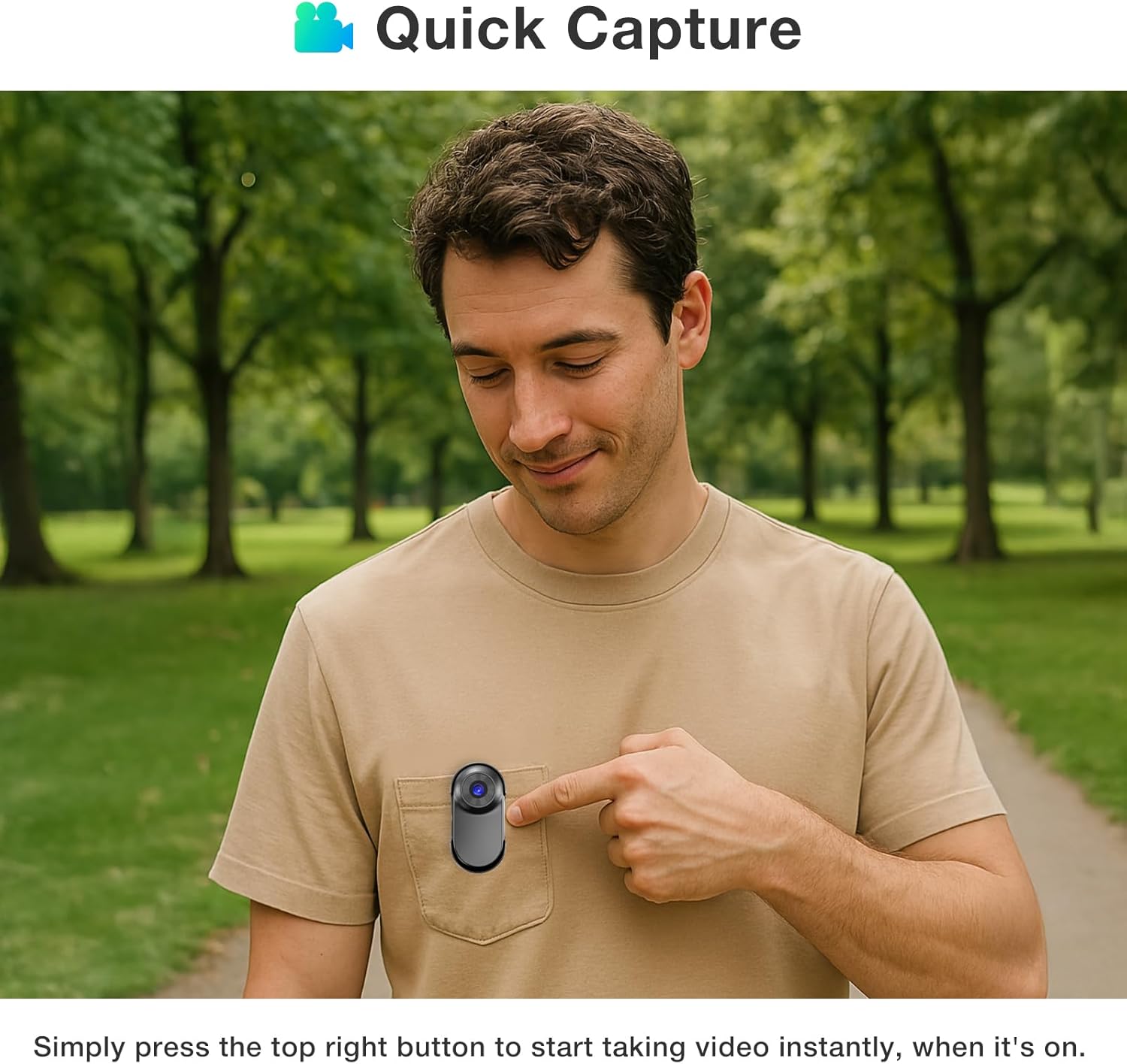 Mini Body Camera,1080P 64G Wearable Action Body Cam,Thumb Size Hands Free One-Click Filming Body Worn Camera with 360°Rotatable Clip for Work, Travel, Pet Walking - Image 2