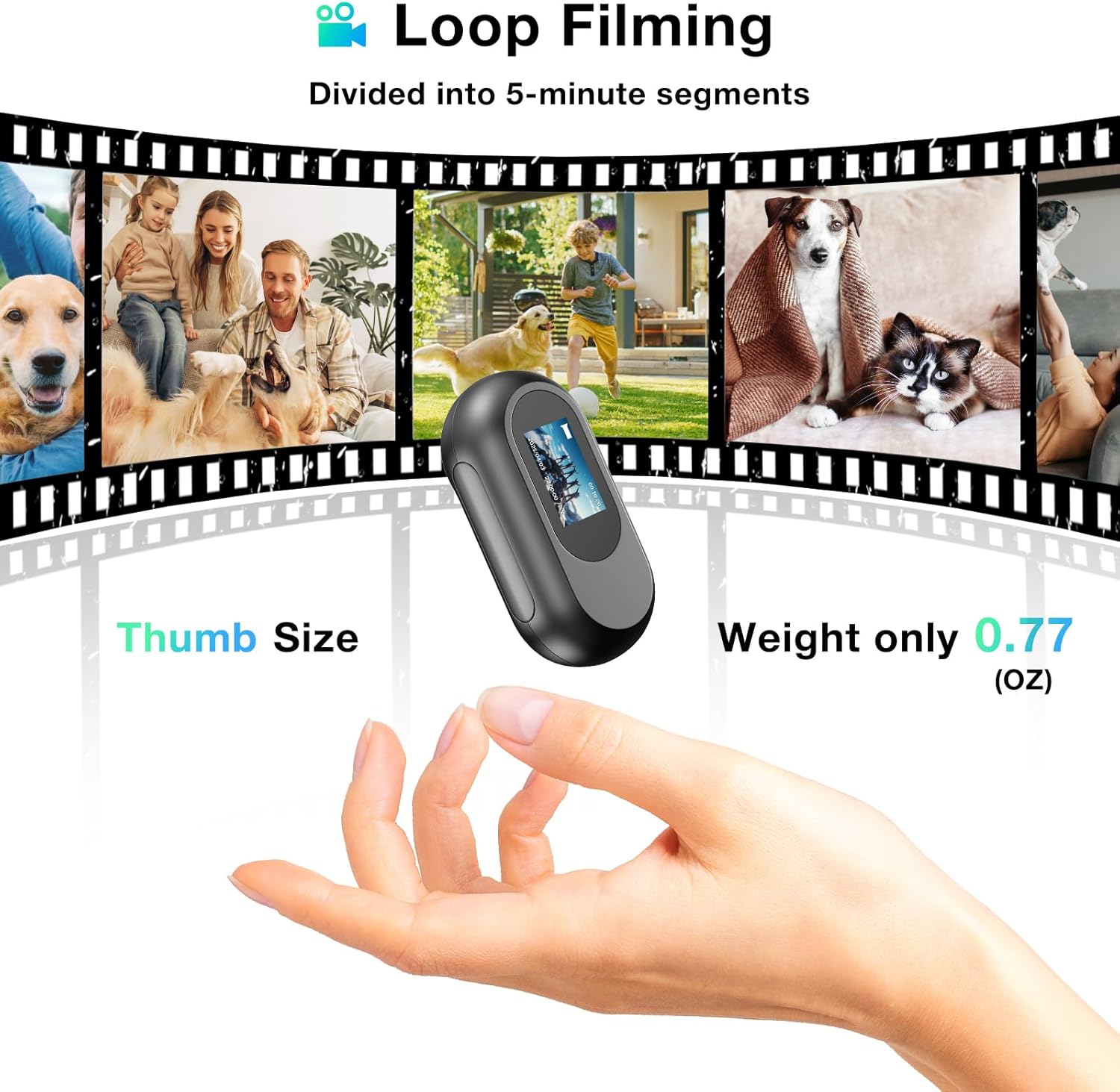 Mini Body Camera,1080P 64G Wearable Action Body Cam,Thumb Size Hands Free One-Click Filming Body Worn Camera with 360°Rotatable Clip for Work, Travel, Pet Walking - Image 3