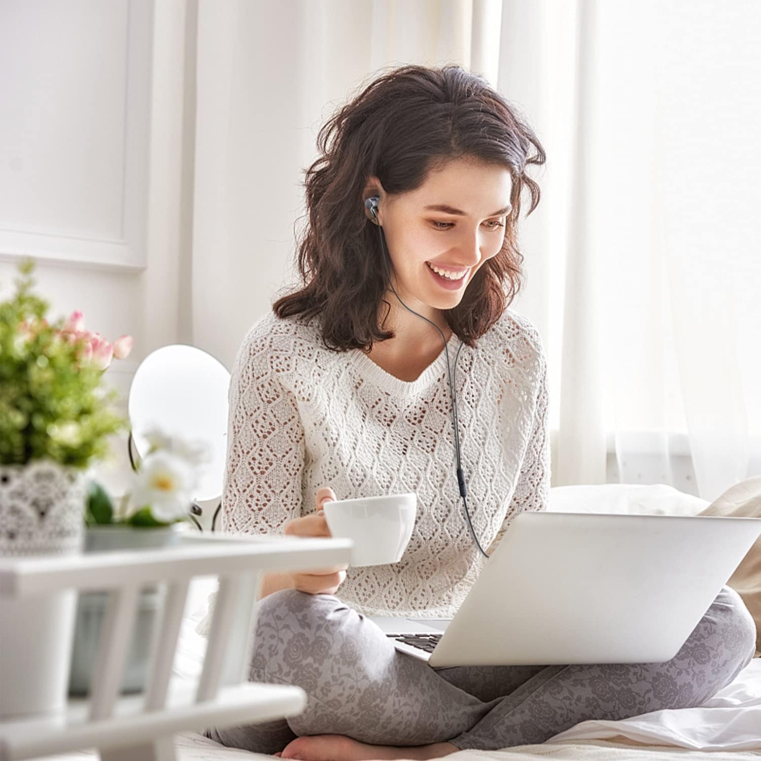 Wired Earbuds Headphones with Microphone Stereo Bass Earphones Noise Isolation in-Ear Headset Compatible with All Smartphones Tablets iPod IPad MP3 Player That with 3.5 mm Interface(Silver) - Image 7