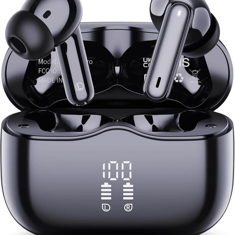 Wireless Earbuds, 2025 Bluetooth 5.4 Headphones in Ear with 4 ENC Noise Cancelling Mic, New Wireless Earphones HiFi Stereo Deep Bass 40H Playtime, LED, In-Ear Bluetooth Ear Buds IP7 Waterproof, USB-C