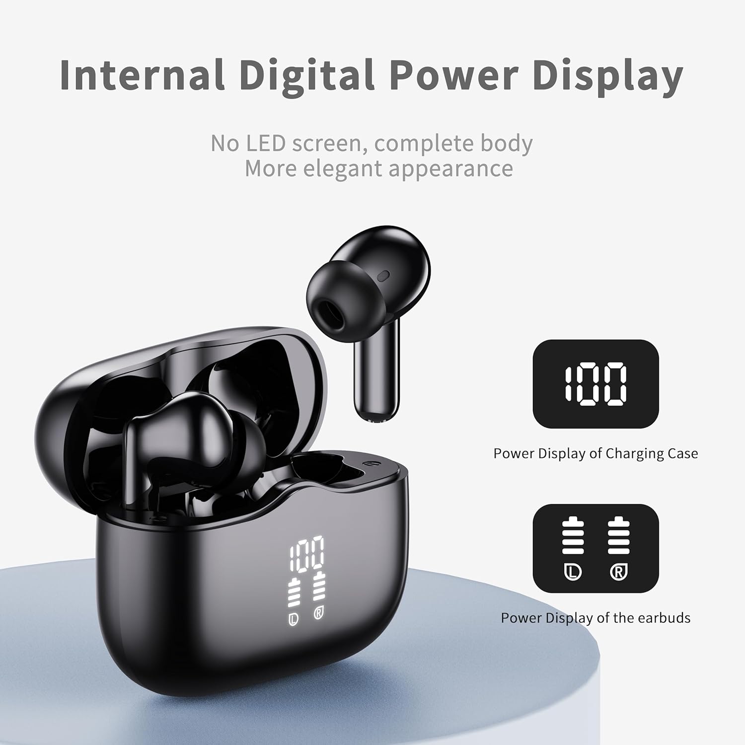 Wireless Earbuds, 2025 Bluetooth 5.4 Headphones in Ear with 4 ENC Noise Cancelling Mic, New Wireless Earphones HiFi Stereo Deep Bass 40H Playtime, LED, In-Ear Bluetooth Ear Buds IP7 Waterproof, USB-C - Image 4